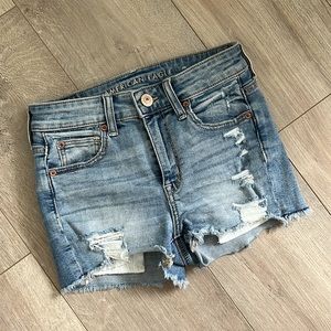 American Eagle high waisted crochet pockets denim shorts